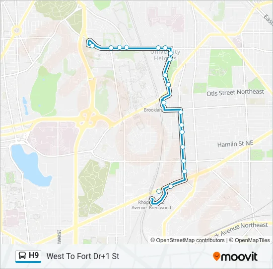 H9 Bus Line Map