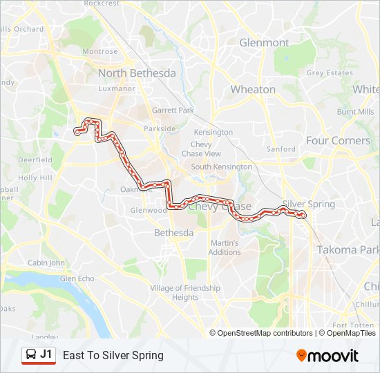 Mapa de J1 de autobús