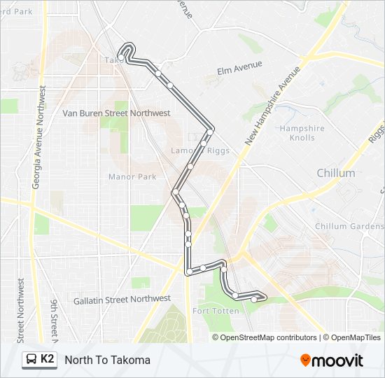 K2 Bus Line Map