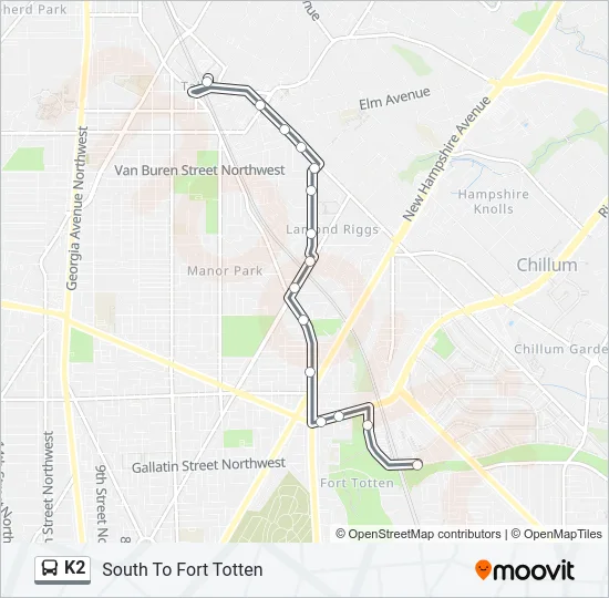 K2 Bus Line Map