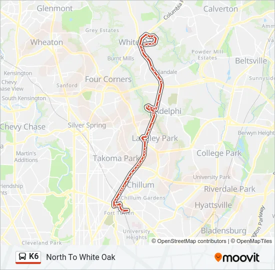 K6 Bus Line Map