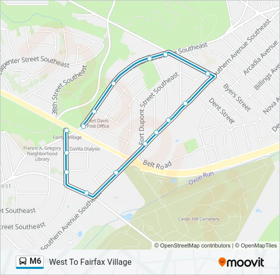 M6 Bus Line Map
