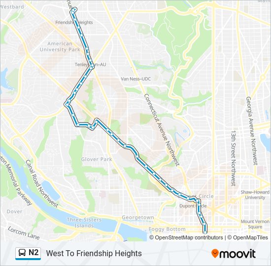 N2 Bus Line Map