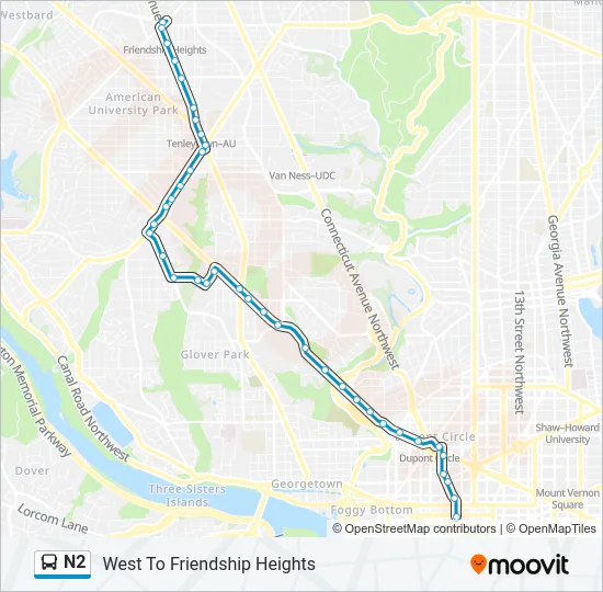 N2 Bus Line Map