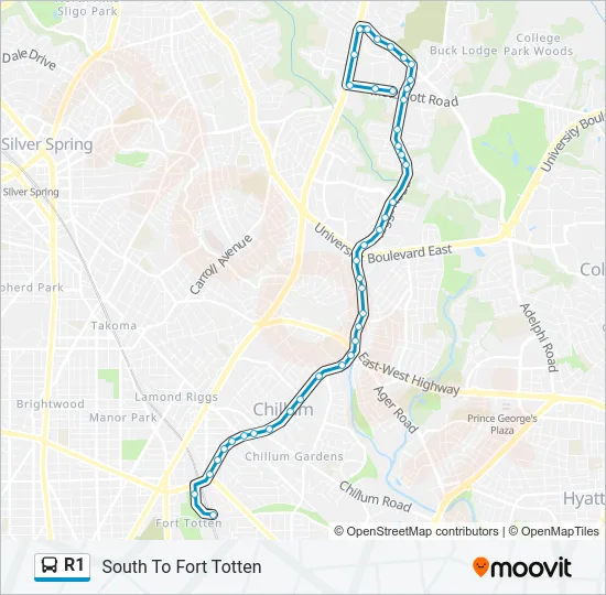 R1 Bus Line Map