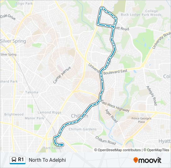 R1 Bus Line Map