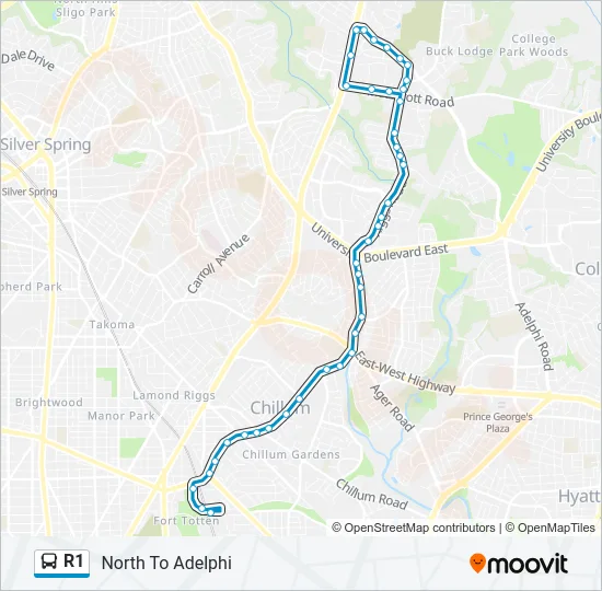 R1 Bus Line Map