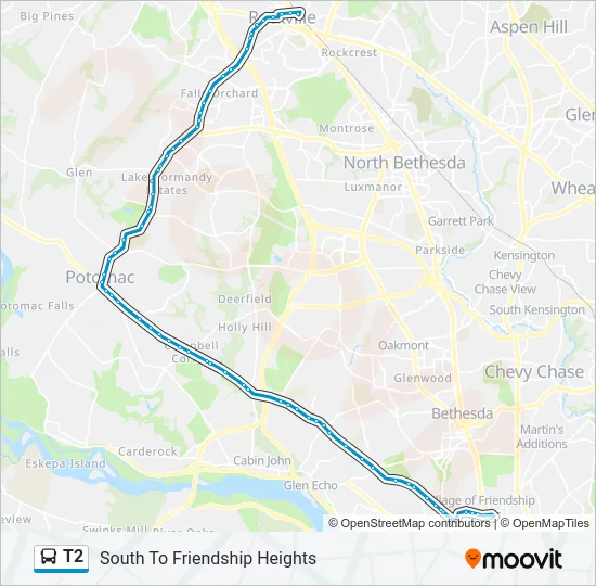 T2 Bus Line Map