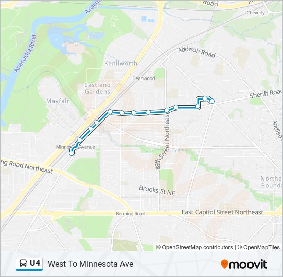 Mapa de U4 de autobús