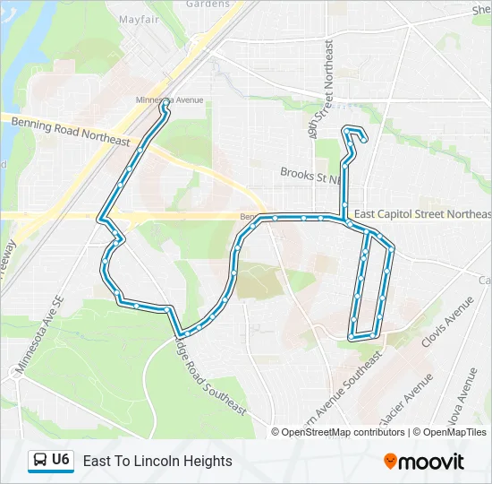 U6 Bus Line Map