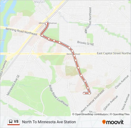 V8 Bus Line Map