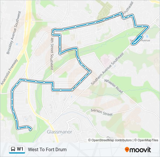 W1 Bus Line Map