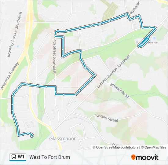 W1 Bus Line Map