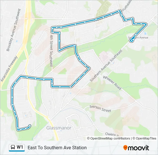 W1 Bus Line Map