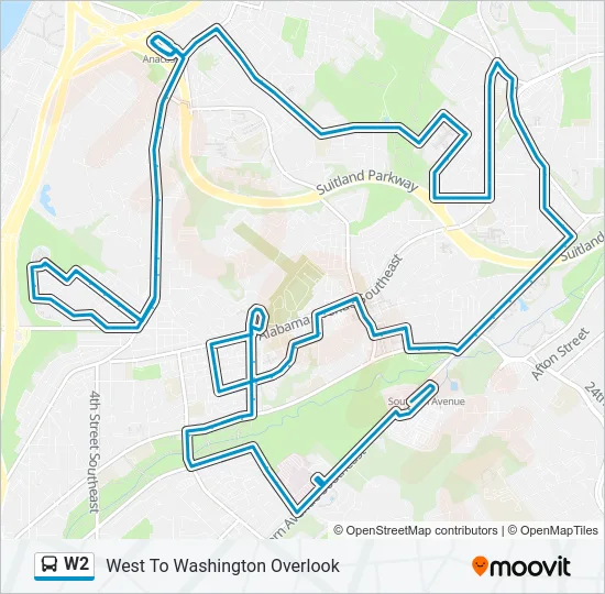 W2 Bus Line Map