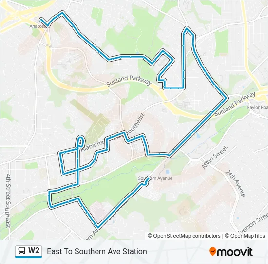 W2 Bus Line Map