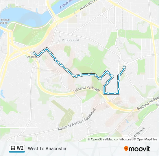 W2 Bus Line Map