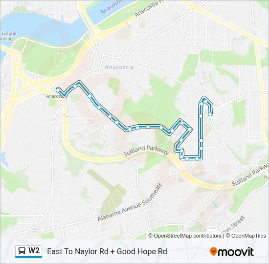W2 Bus Line Map