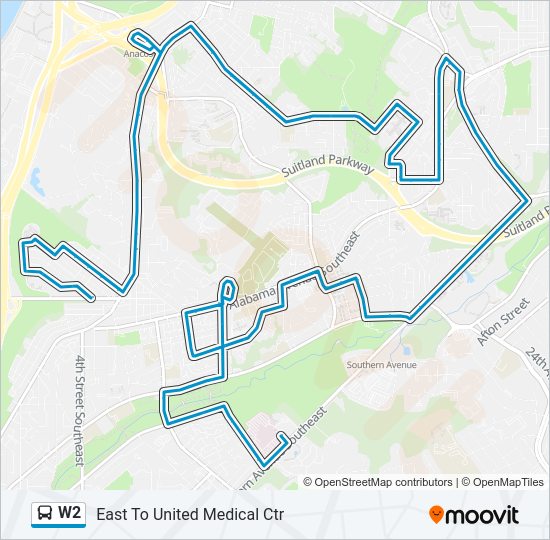 W2 Bus Line Map