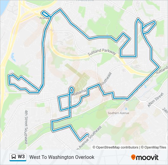 W3 Bus Line Map