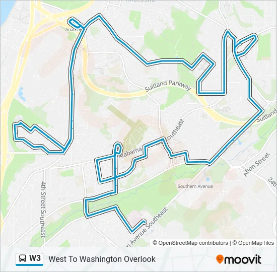 W3 Bus Line Map