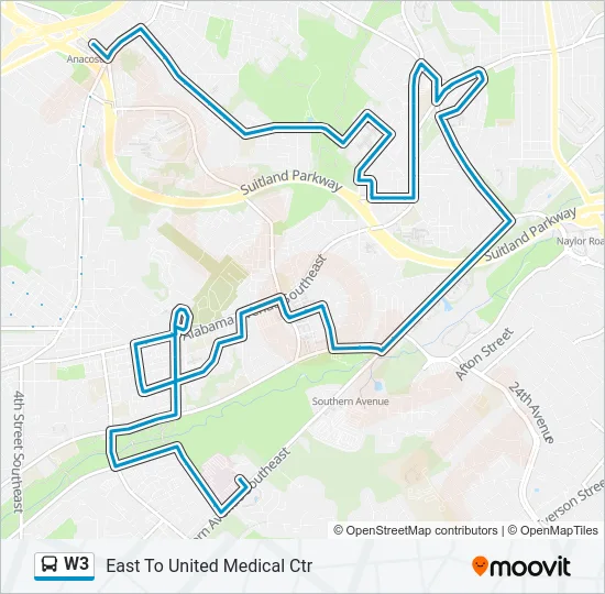 W3 Bus Line Map