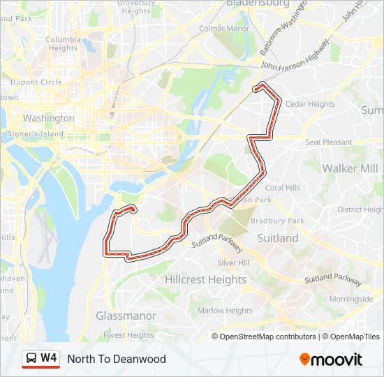 W4 Bus Line Map