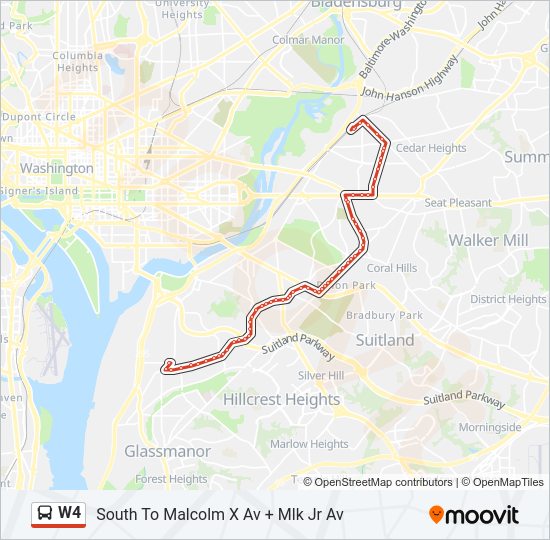 W4 Bus Line Map