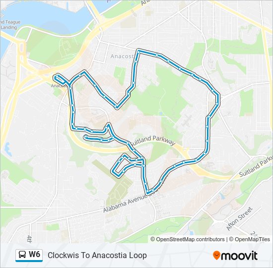 Mapa de W6 de autobús