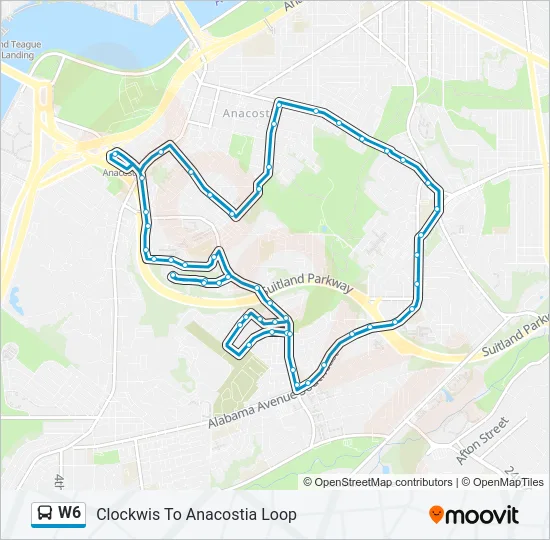 W6 Bus Line Map