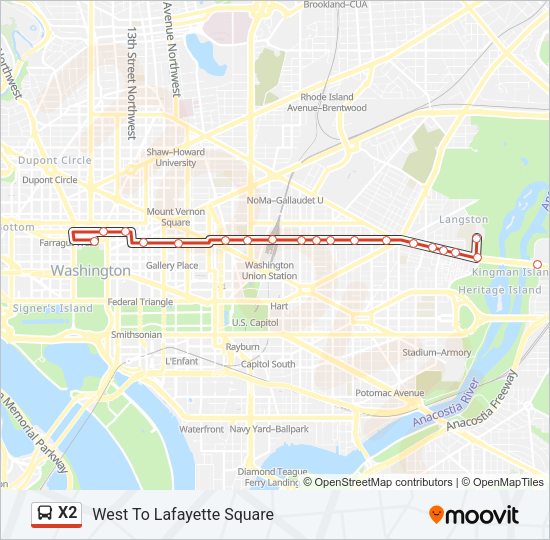 X2 Bus Line Map