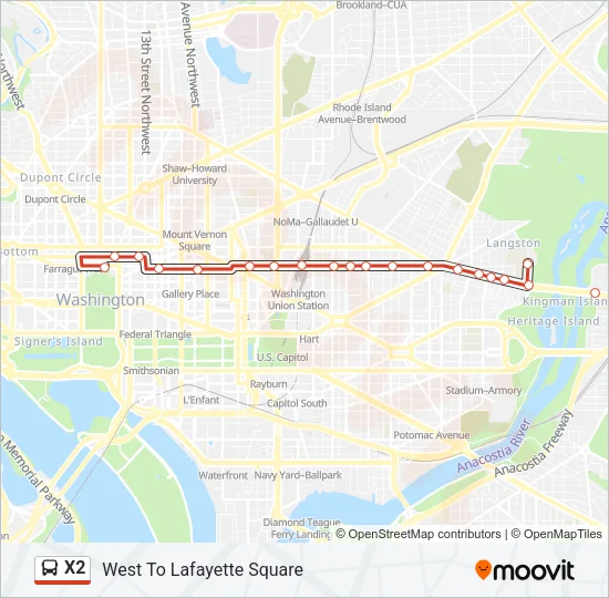 X2 Bus Line Map