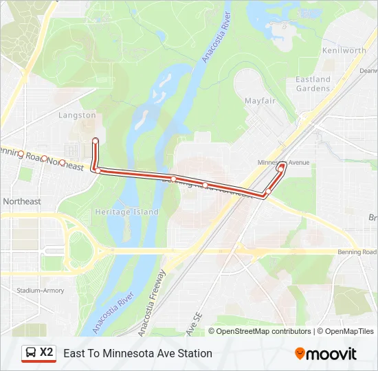 X2 Bus Line Map