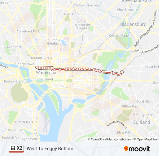 X2 Bus Line Map