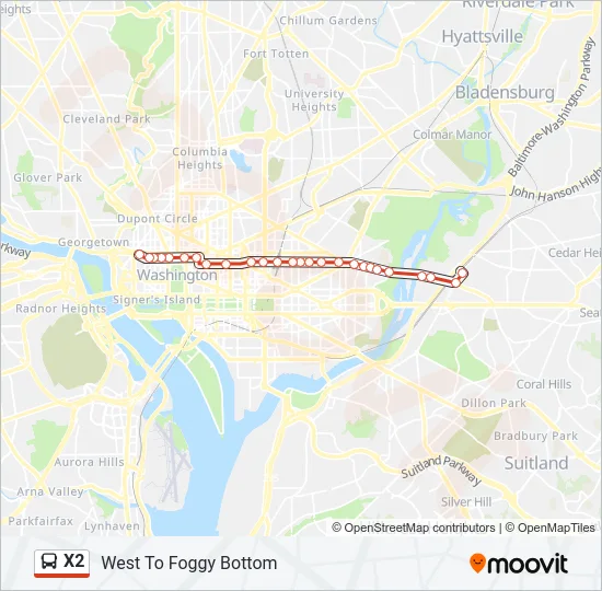 X2 Bus Line Map