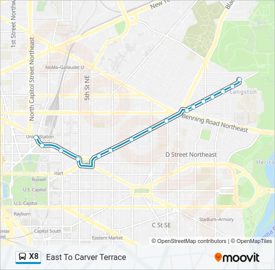 X8 Bus Line Map