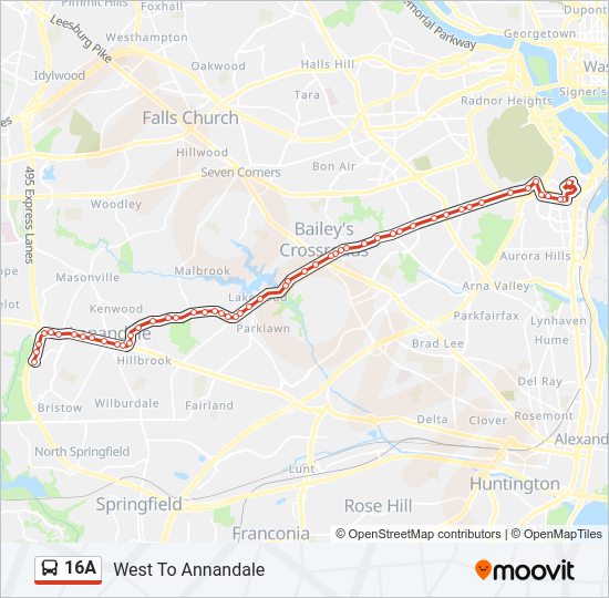 16A Bus Line Map