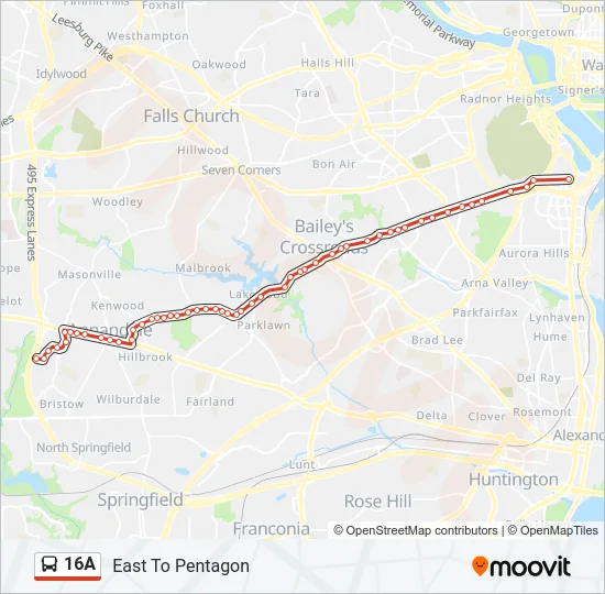 16A Bus Line Map