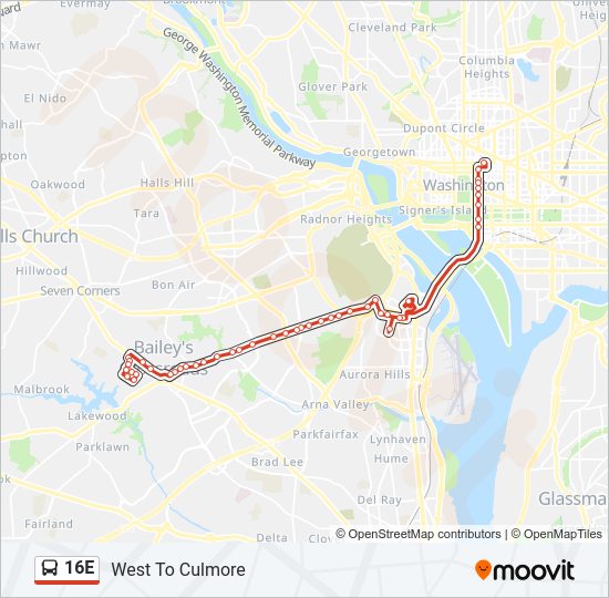 16E Bus Line Map