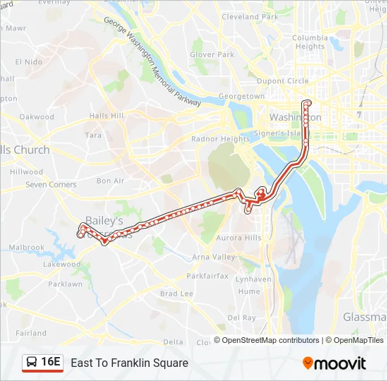 16E Bus Line Map