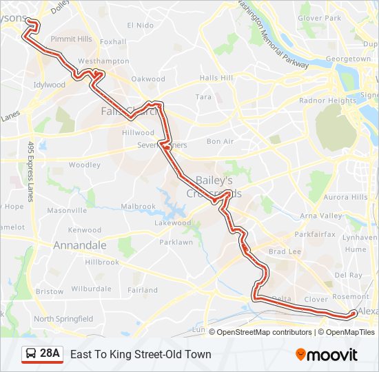 Mapa de 28A de autobús