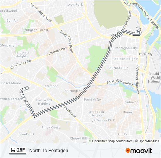 Mapa de 28F de autobús