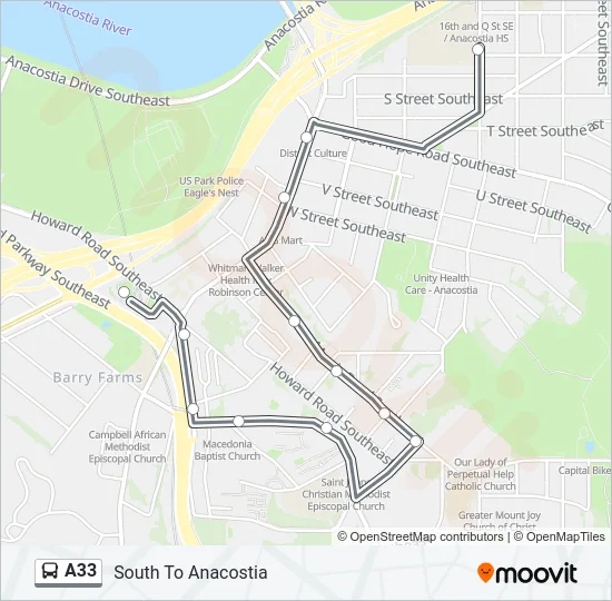 A33 Bus Line Map