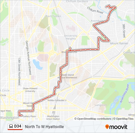 D34 Bus Line Map