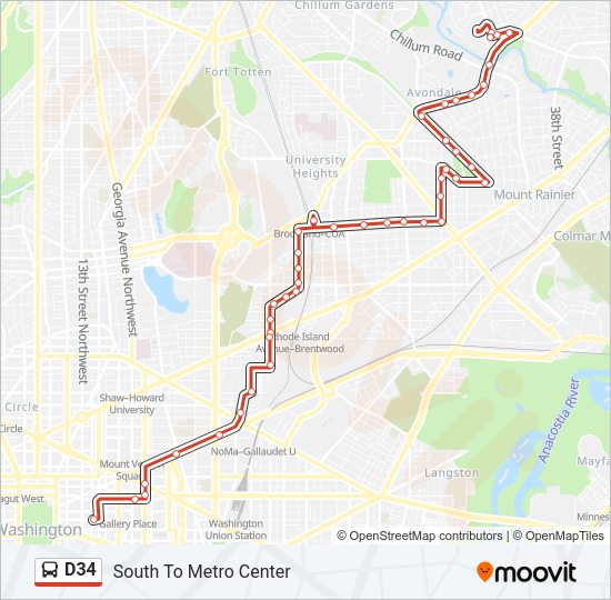 D34 Bus Line Map