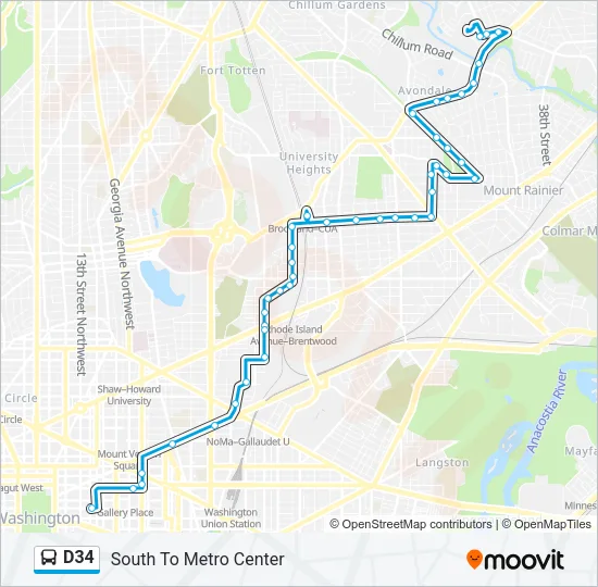 D34 Bus Line Map