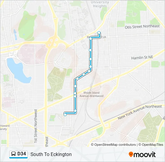 Mapa de D34 de autobús