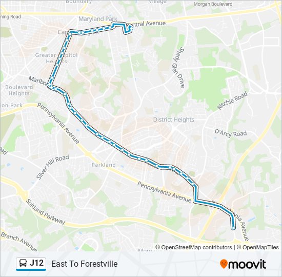 J12 bus Line Map