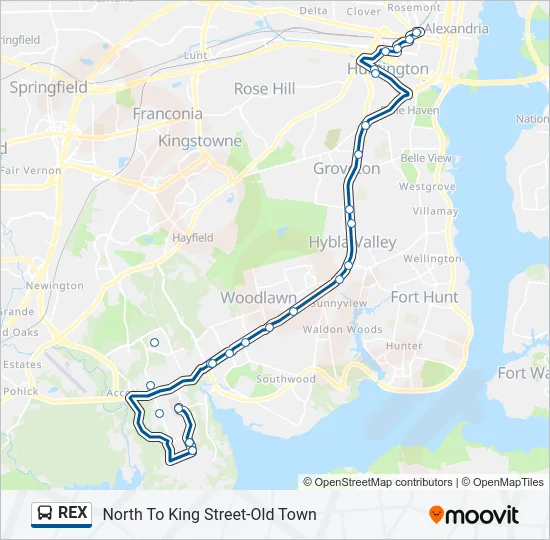 REX Bus Line Map