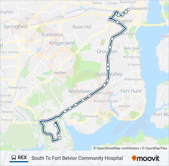 REX Bus Line Map